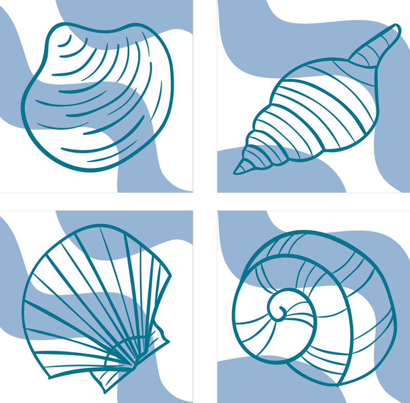 Tapete vinílico de animais com padrões de conchas - TenStickers