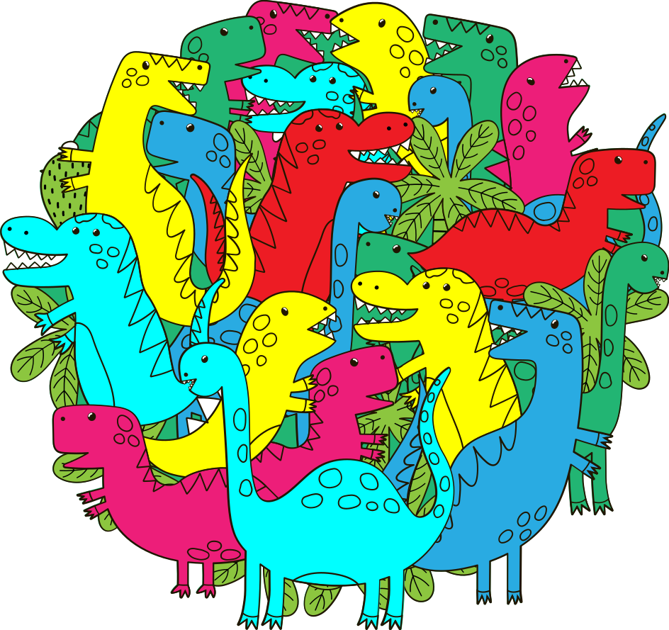 Tapete vinílico de animais dinossauro colorido redondo - TenStickers