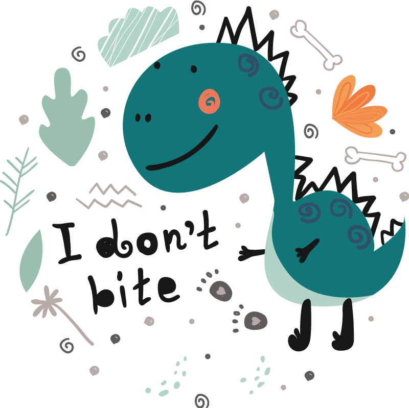 Tapete vinílico de animais dinossauro verde sorridente - TenStickers