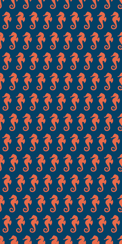 Tapete vinílico de animais padrão cavalo-marinho laranja - TenStickers