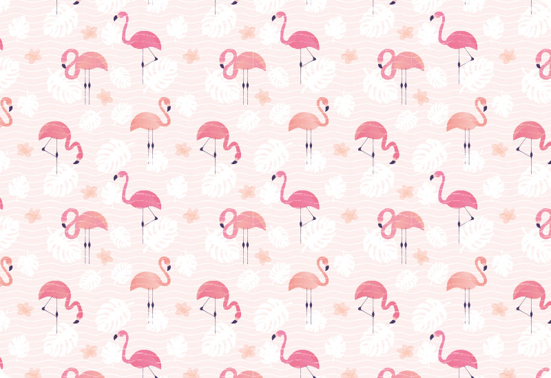 Tapete vinílico de animais com motivos de flamingo rosa - TenStickers
