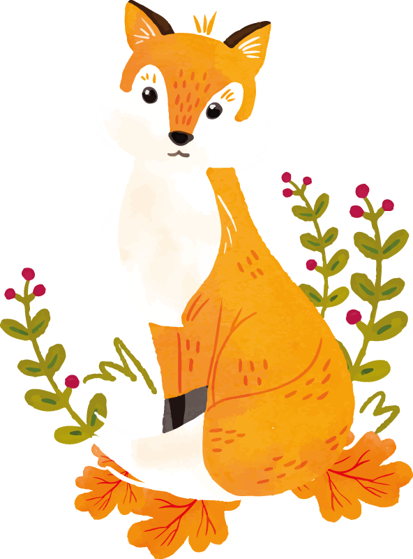 Tapete vinílico de animais raposa em aquarela - TenStickers