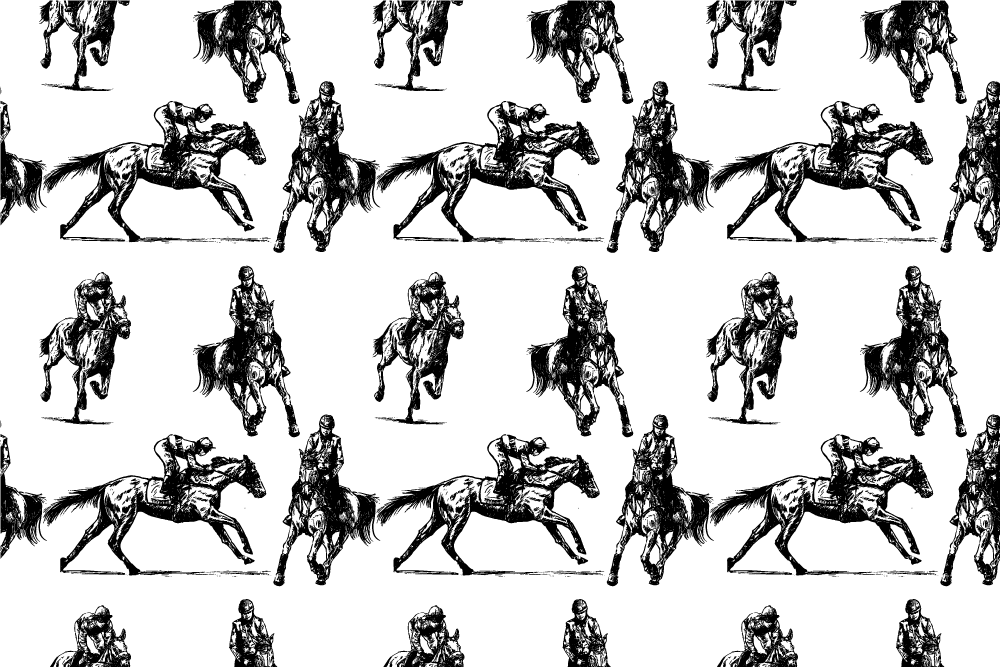 Tapete vinílico de animais padrão cavalo preto e branco - TenStickers