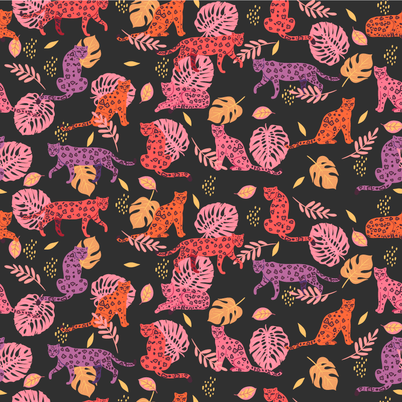 Tapete vinílico de animais estilo tropical e leopardo - TenStickers