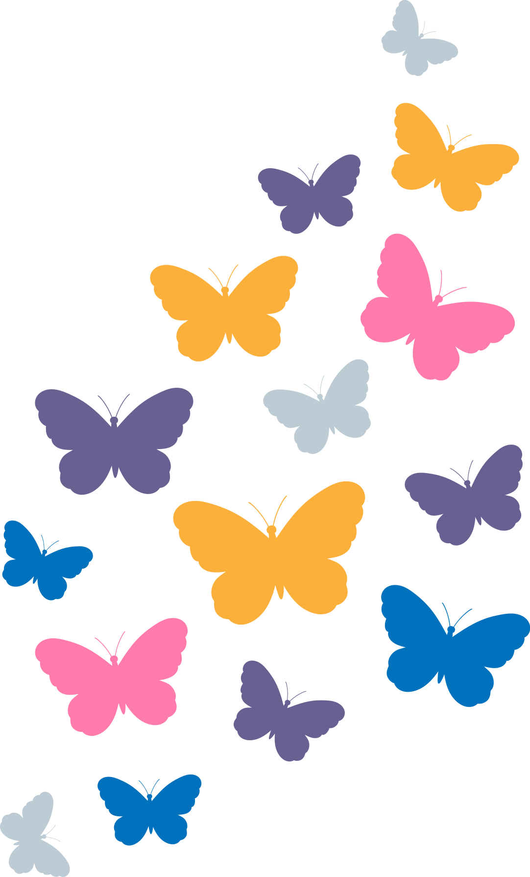 Tapete vinílico de animais borboletas coloridas voando - TenStickers