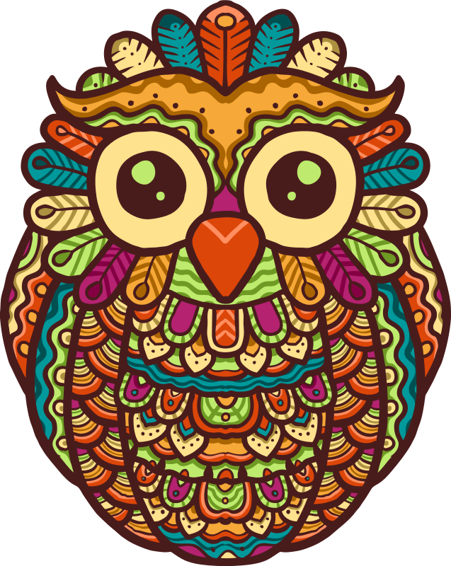 Tapete vinílico de animais arte de coruja vibrante - TenStickers