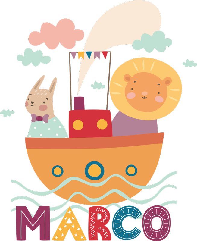Tapete vinílico de animais em um barco - TenStickers