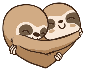 Tapete vinílico de animais com coração de preguiça anime - TenStickers