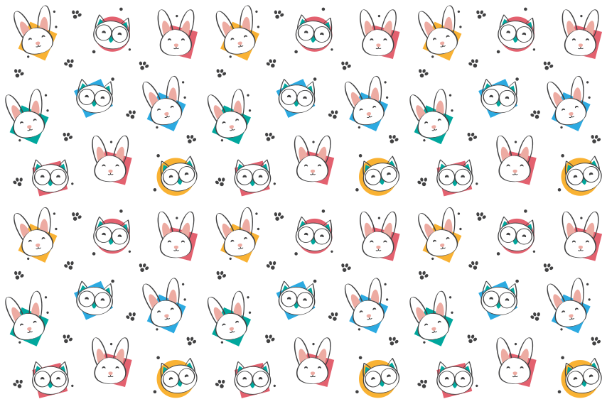 Tapete vinílico de animais com estampa de coruja e coelho - TenStickers