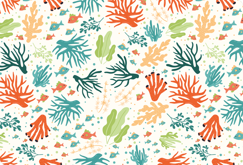 Tapete vinílico de animais coral colorido - TenStickers