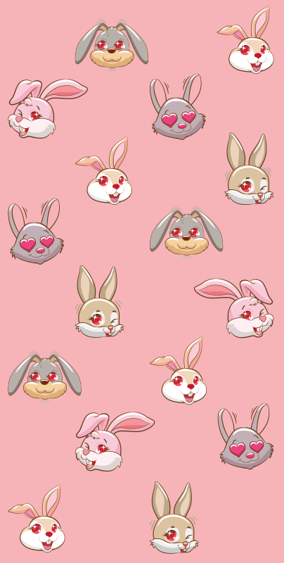 Tapete vinílico de animais com coelhos clipart - TenStickers