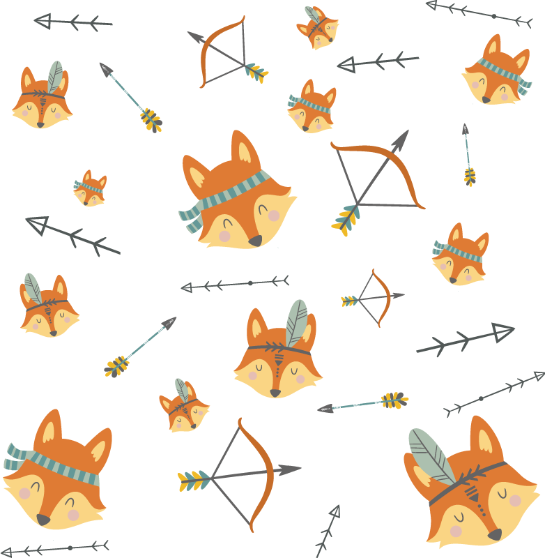Tapete vinílico de animais raposas e setas - TenStickers