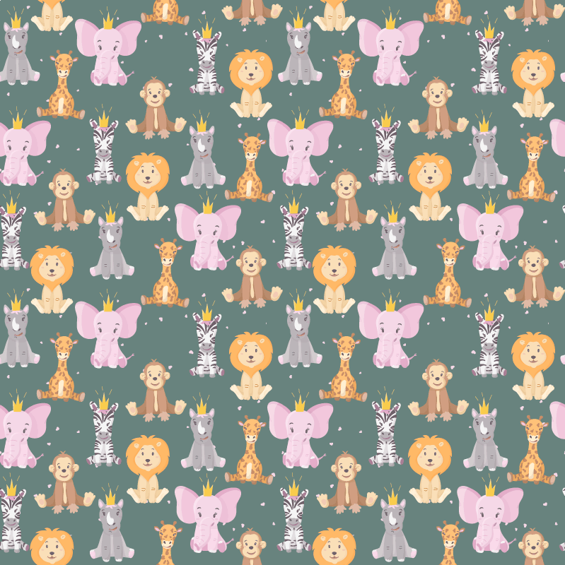 Tapete vinílico de animais com design de animais fofos - TenStickers