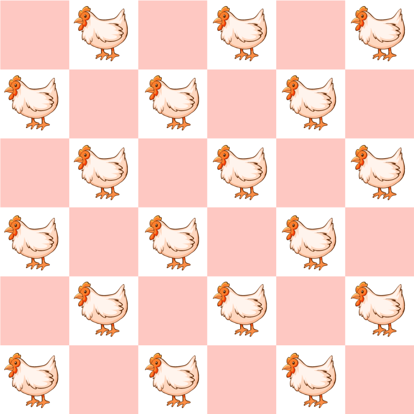 Tapete vinílico de animais quadrados rosas com galos - TenStickers