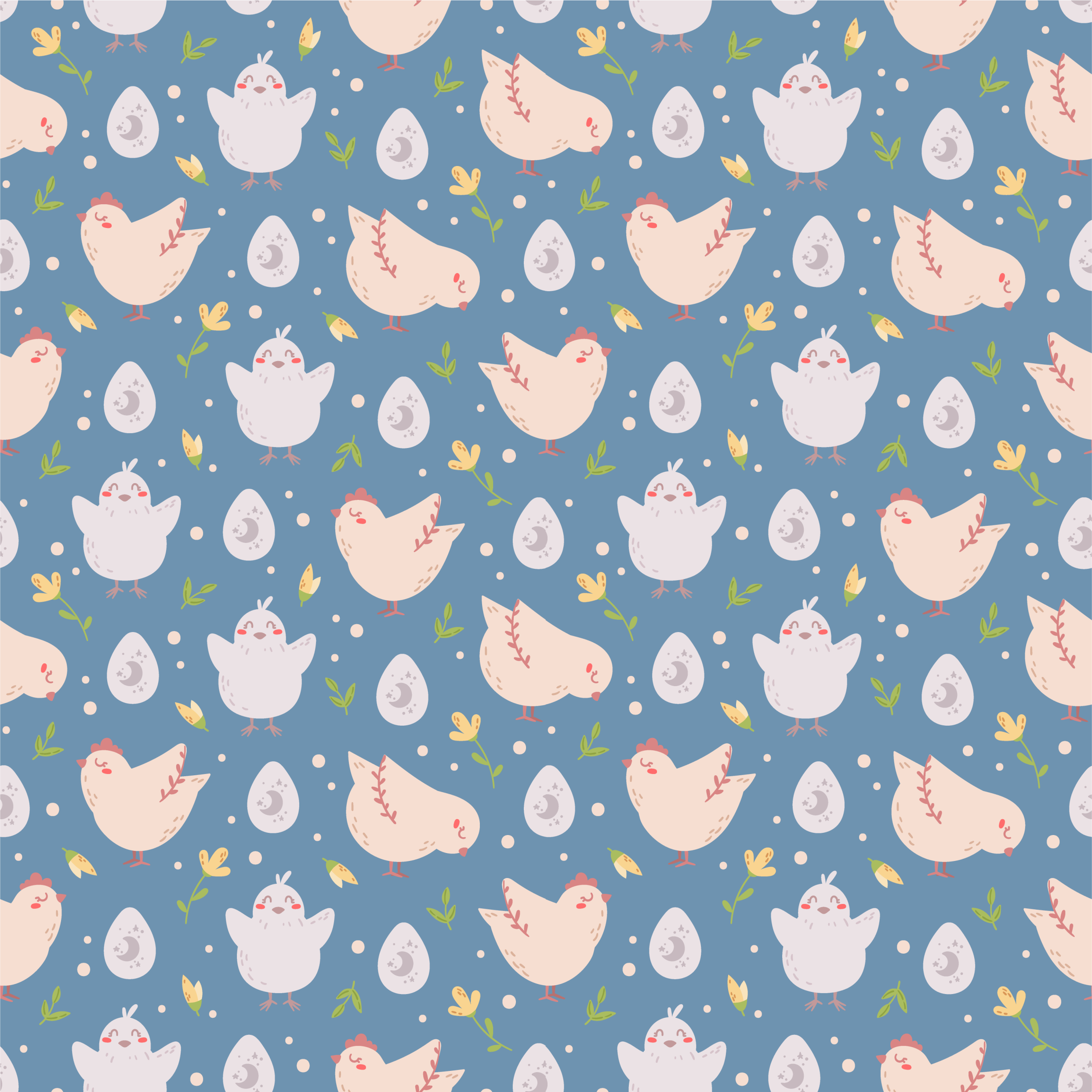 Tapete vinílico de animais com personagens de galinha - TenStickers