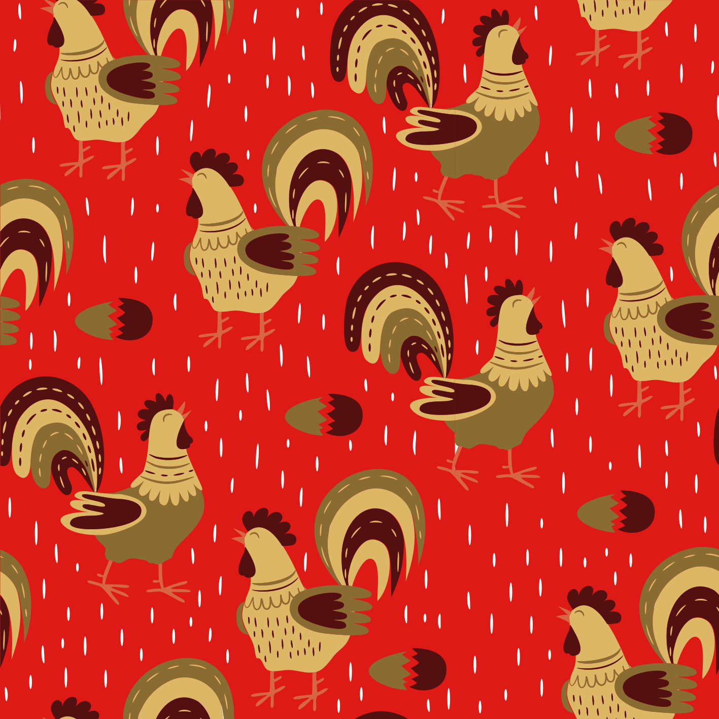 Tapete vinílico de animais com padrão de galo chinês - TenStickers