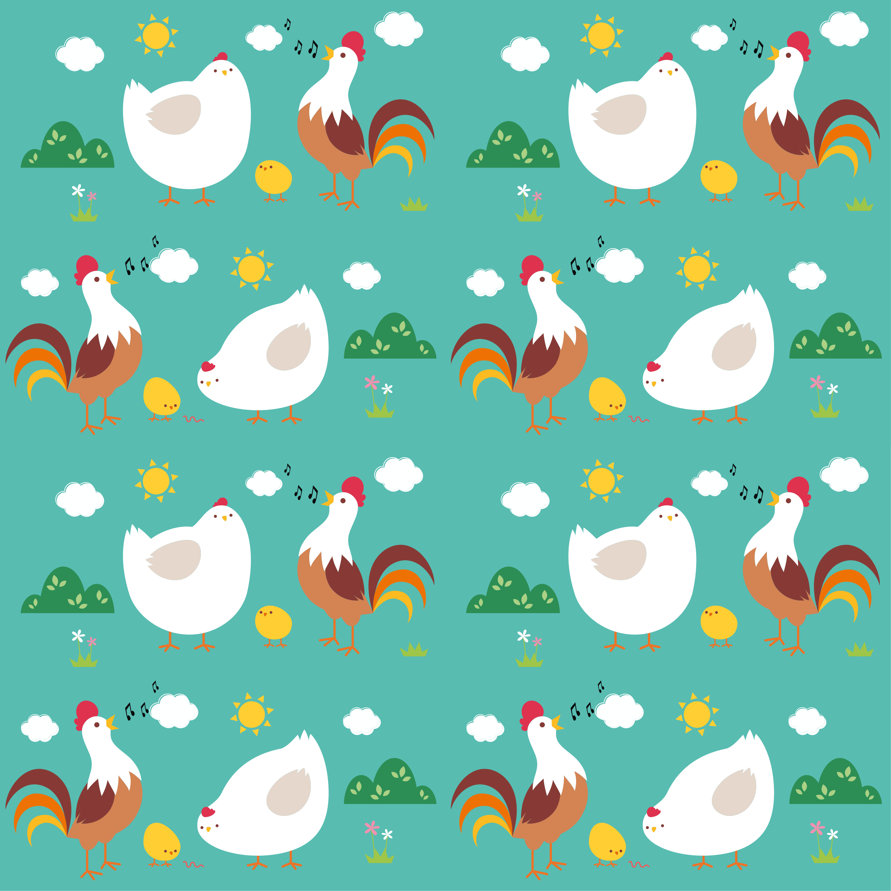 Tapete vinílico de animais com padrão de galo cantor - TenStickers