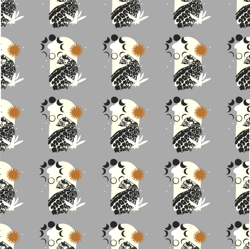 Tapete vinílico de animais padrão leopardo negro sob a lua - TenStickers