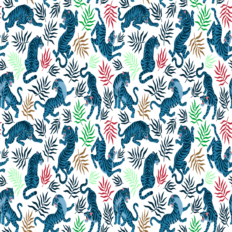 Tapete vinílico de animais leopardos coloridos e perigosos - TenStickers