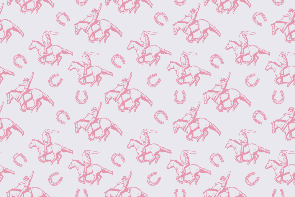Tapete vinílico de animais padrão cavalo rosa cowboy - TenStickers