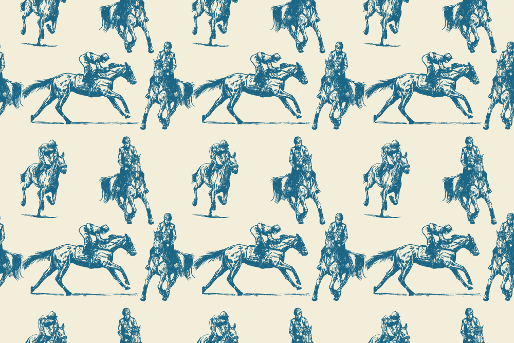 Tapete vinílico de animais padrão de cavalo azul e bege - TenStickers