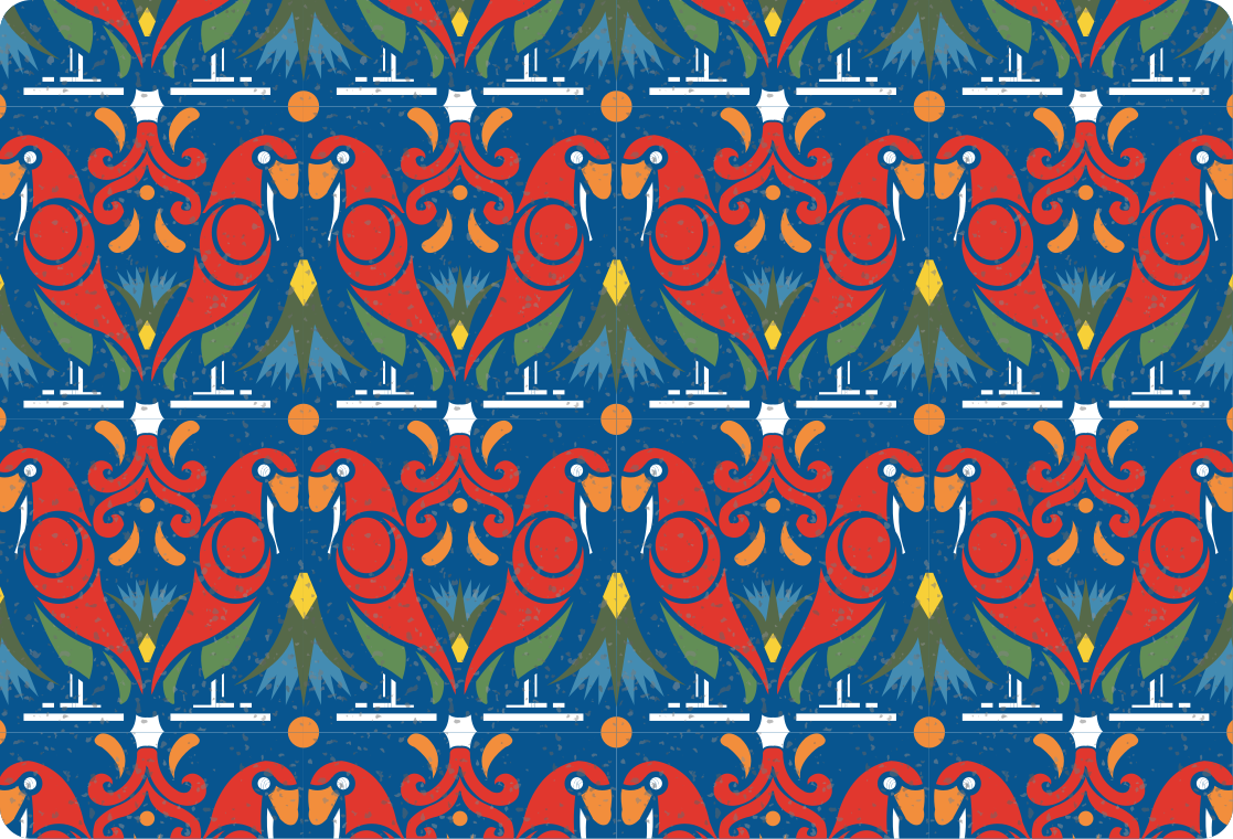 Tapete vinílico de animais com design floral azul - TenStickers