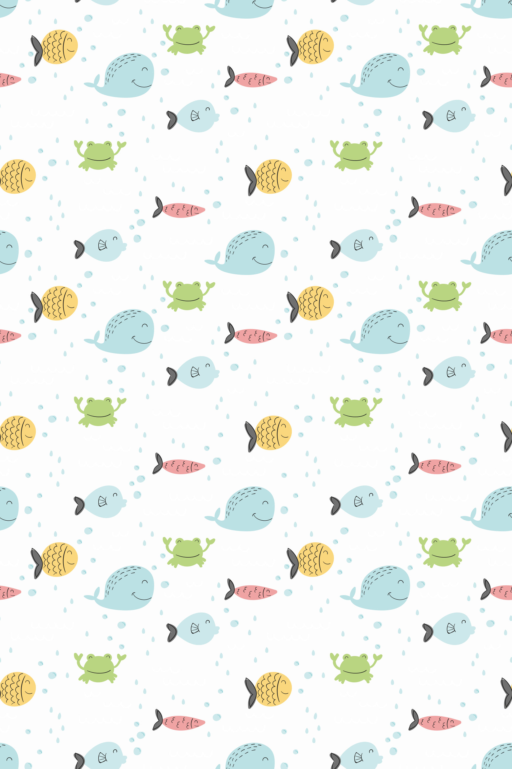Tapete vinílico de animais peixes coloridos em fundo branco - TenStickers