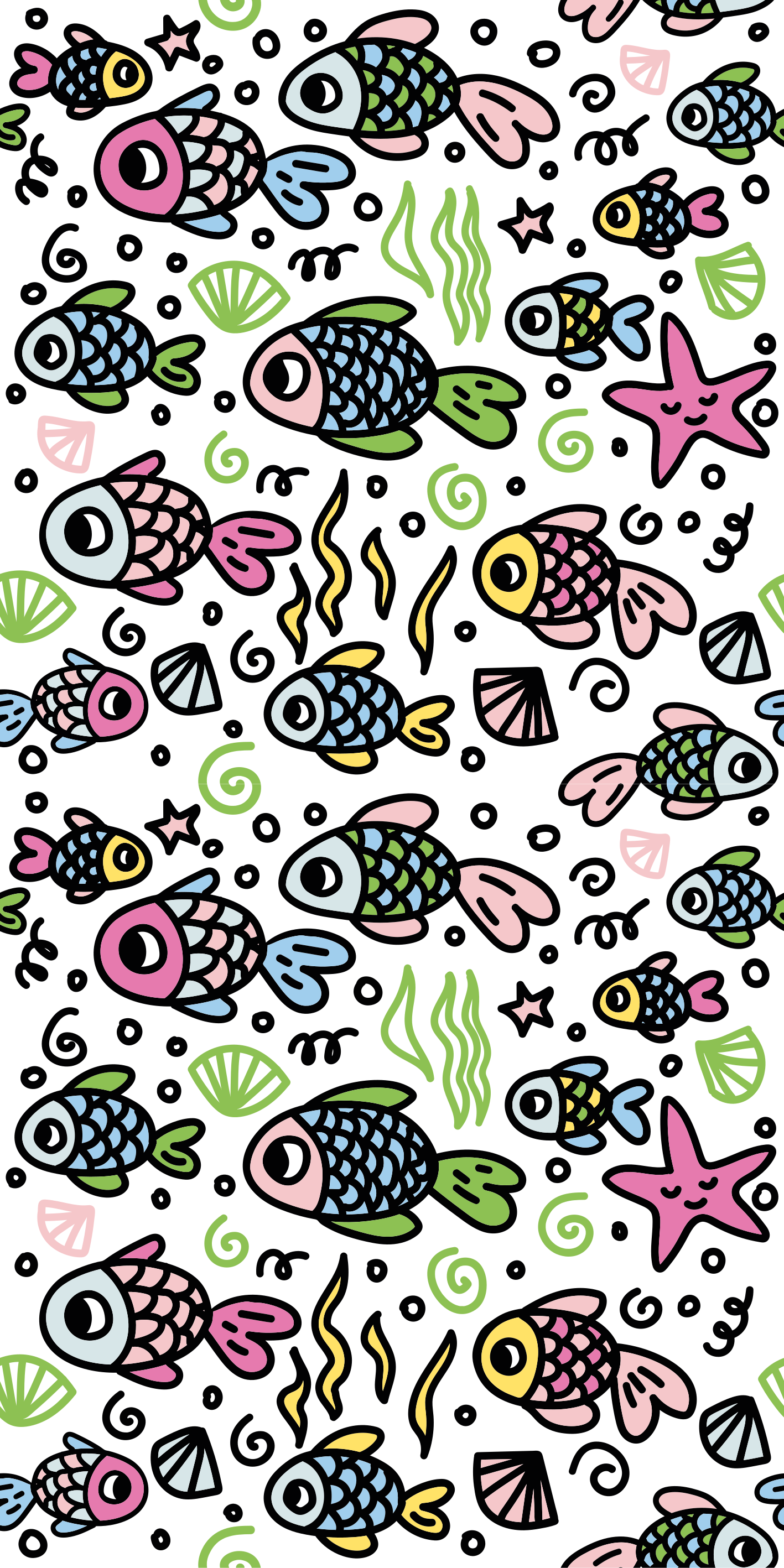 Tapete vinílico de animais com padrão de peixes coloridos - TenStickers