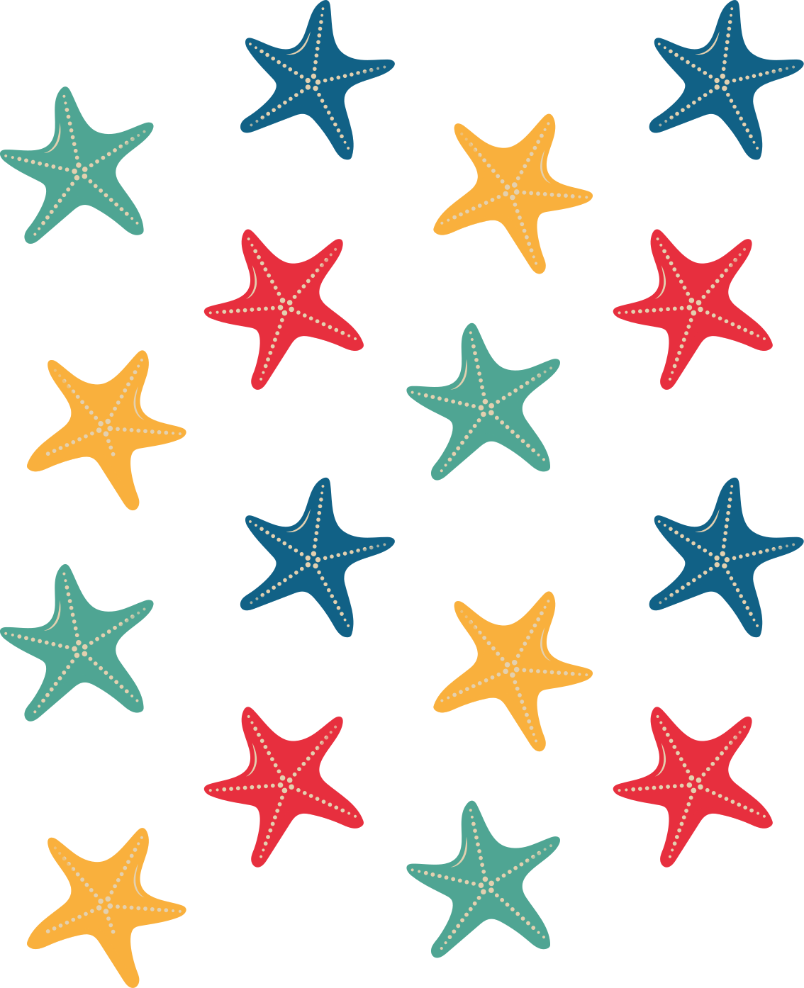 Tapete vinílico de animais estrela-do-mar colorida - TenStickers