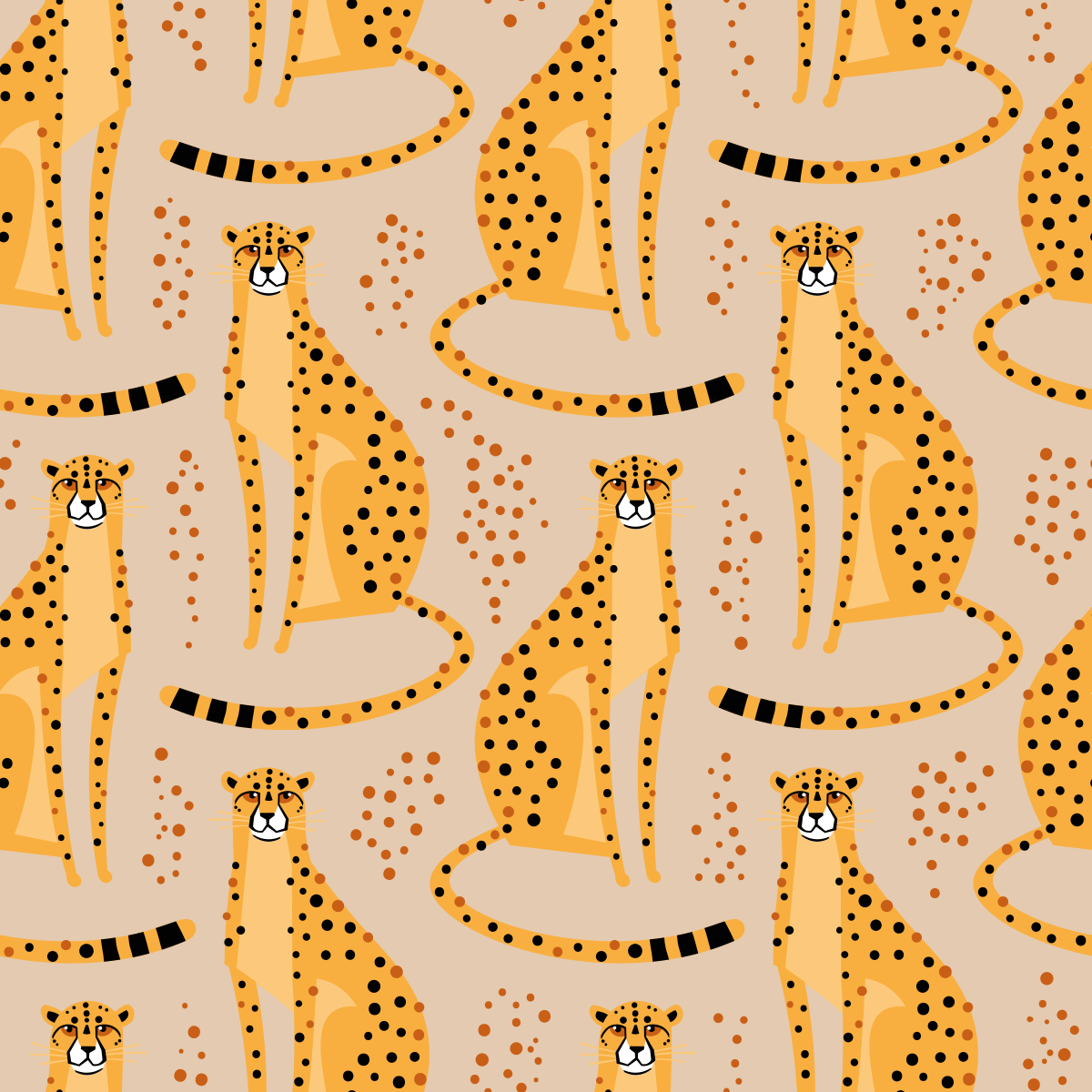 Tapete vinílico de animais padrão de ilustração de leopardo - TenStickers