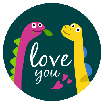 Tapete vinílico de animais amor de dinossauro fofo - TenStickers