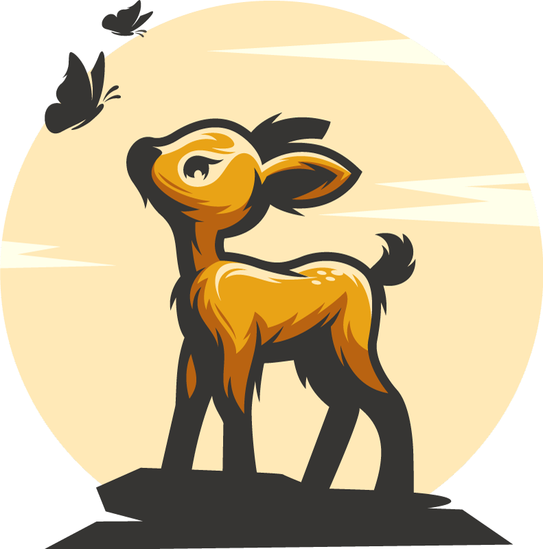 Tapete vinílico de animais veados e borboletas - TenStickers