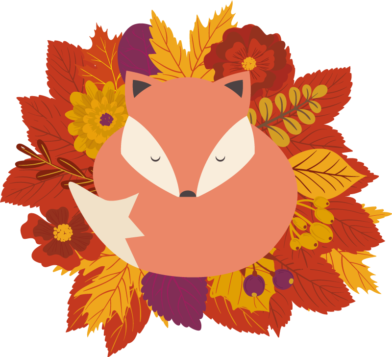 Tapete vinílico de animais raposa com folhas - TenStickers