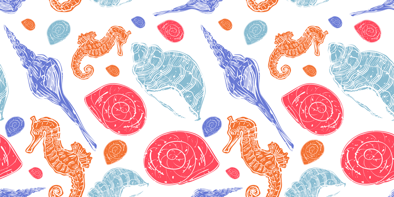 Tapete vinílico de animais criaturas marinhas coloridas - TenStickers