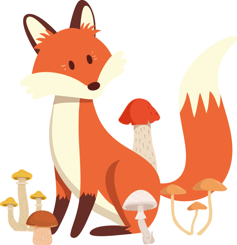 Tapete vinílico de animais com arte de raposa divertida - TenStickers