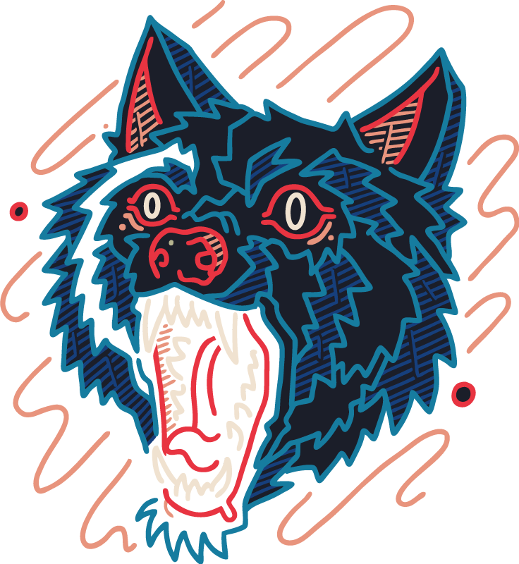 Tapete vinílico de animais lobo uivante gráfico - TenStickers