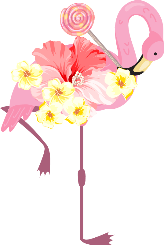 Tapete vinílico de animais com design de flamingo floral - TenStickers