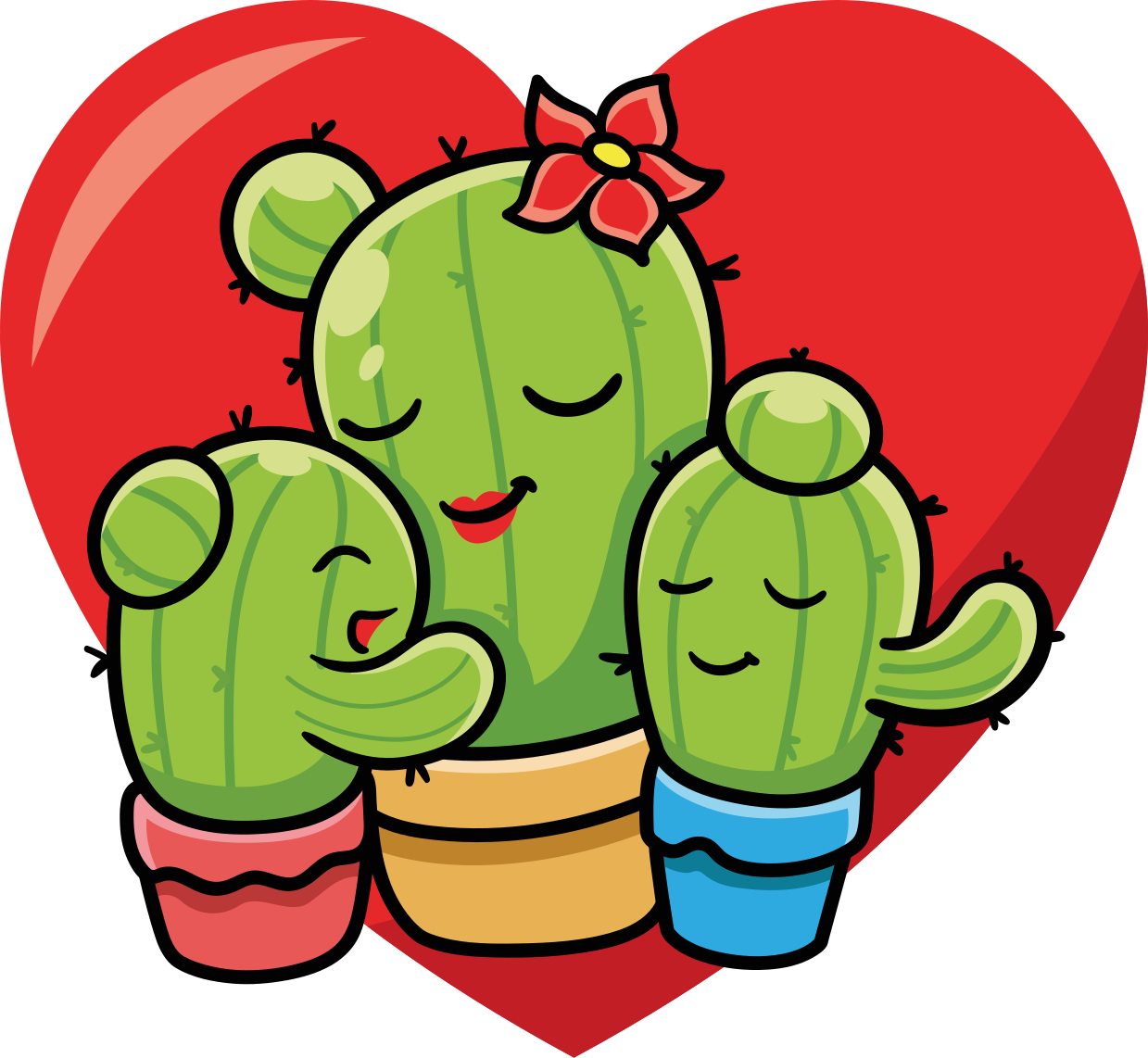 Tapete vinílico de animais família cacto amor - TenStickers