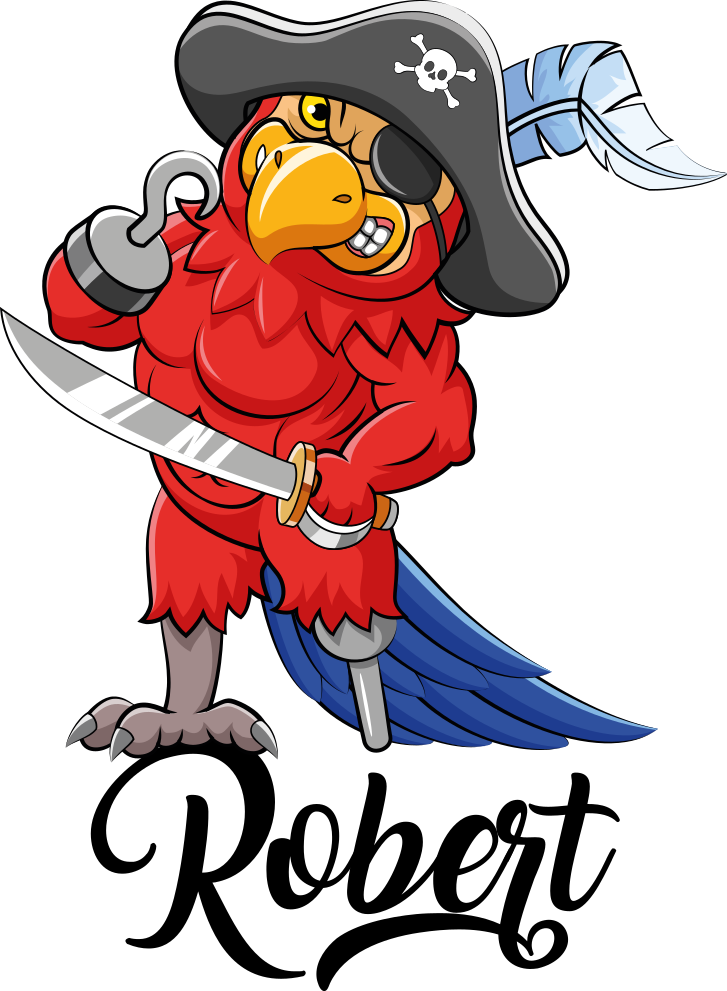 Tapete vinílico de animais figura do papagaio pirata - TenStickers