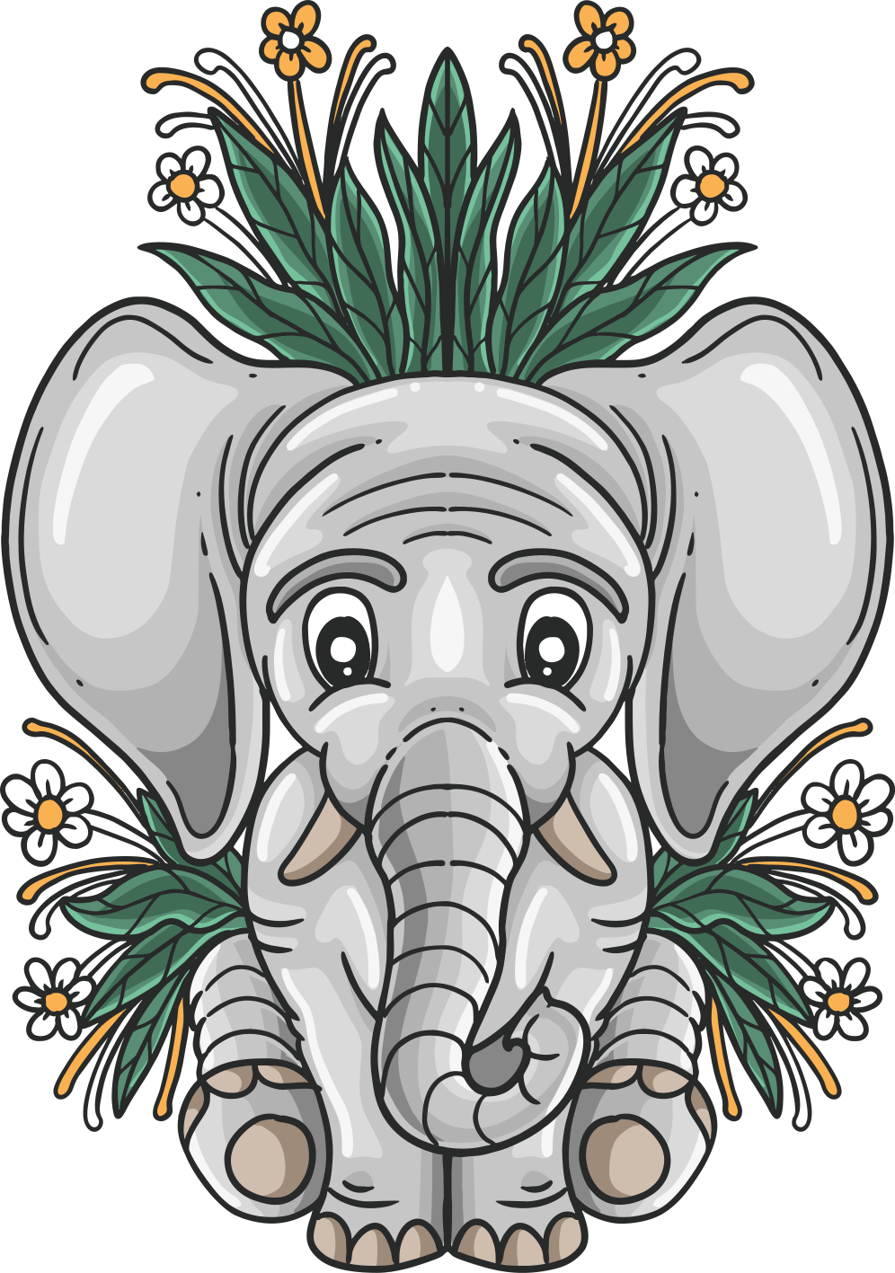 Tapete vinílico de animais ilustração de elefante fofo - TenStickers