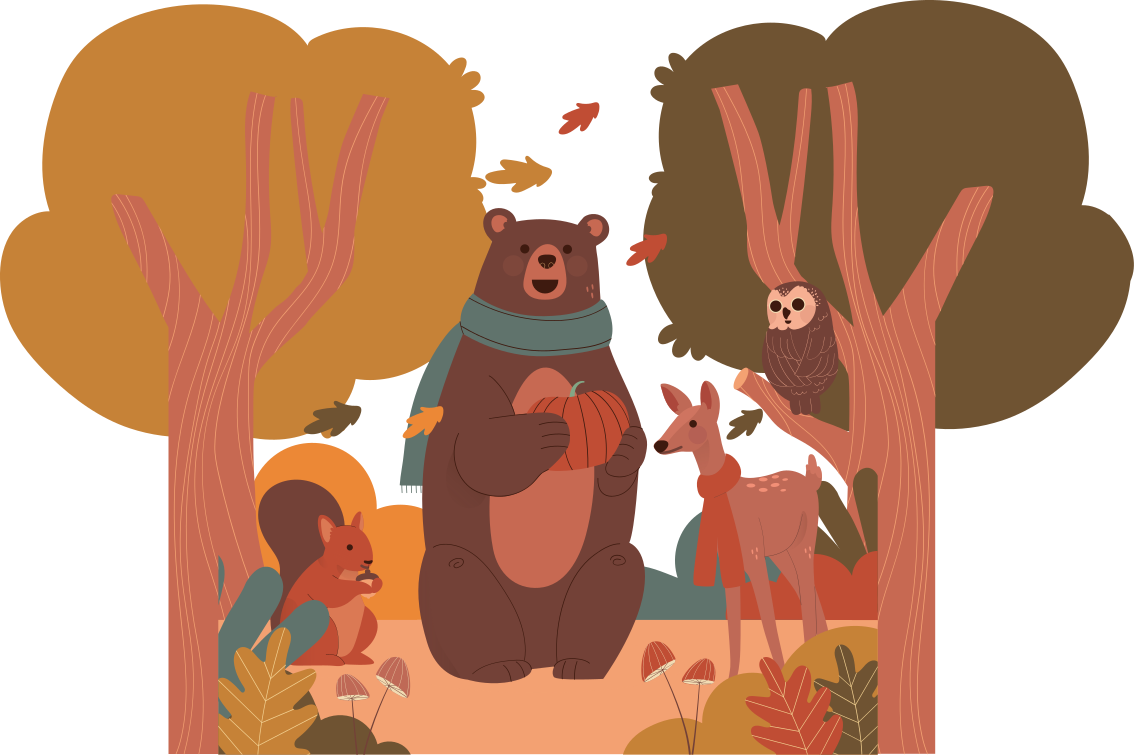 Tapete vinílico de animais criaturas da floresta de outono - TenStickers