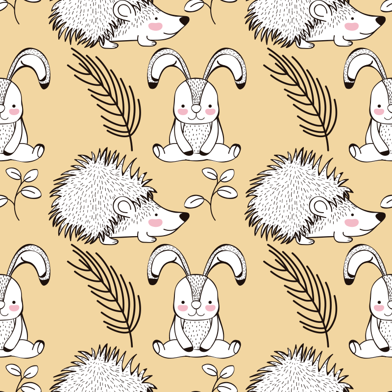 Tapete vinílico de animais com padrões fofos - TenStickers