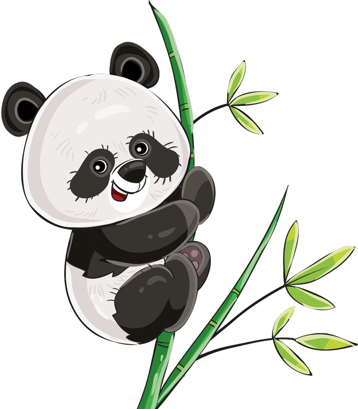 Tapete vinílico de animais panda escalando bambu - TenStickers