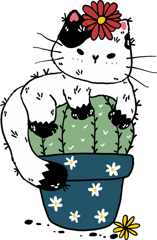 Tapete vinílico de animais gato cacto brincalhão - TenStickers