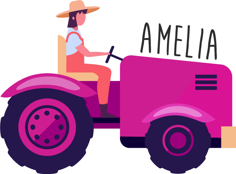 Tapete vinílico de animais aventura personalizada com trator - TenStickers