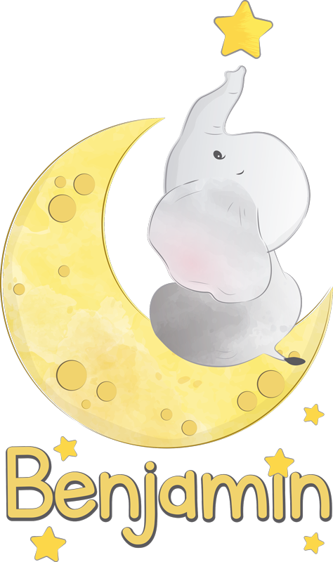 Tapete vinílico de animais lua e estrelas com nome - TenStickers