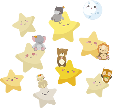 Tapete vinílico de animais estrelas para o quarto do bebê - TenStickers