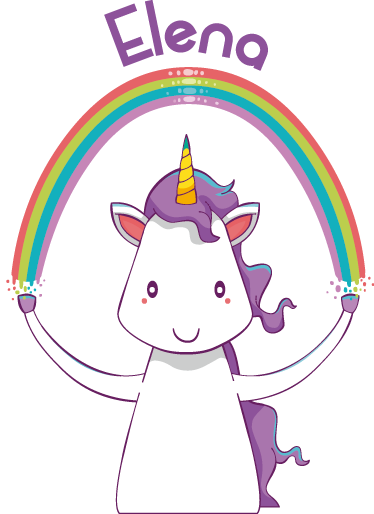 Tapete vinílico de animais com unicórnio e arco-íris - TenStickers