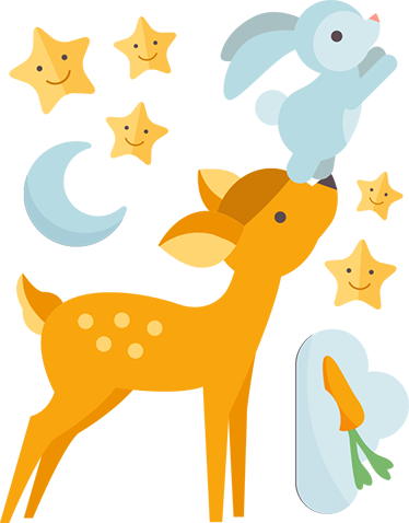 Tapete vinílico de animais cervo e coelho - TenStickers