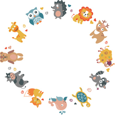 Tapete vinílico de animais filhotes em círculo - TenStickers